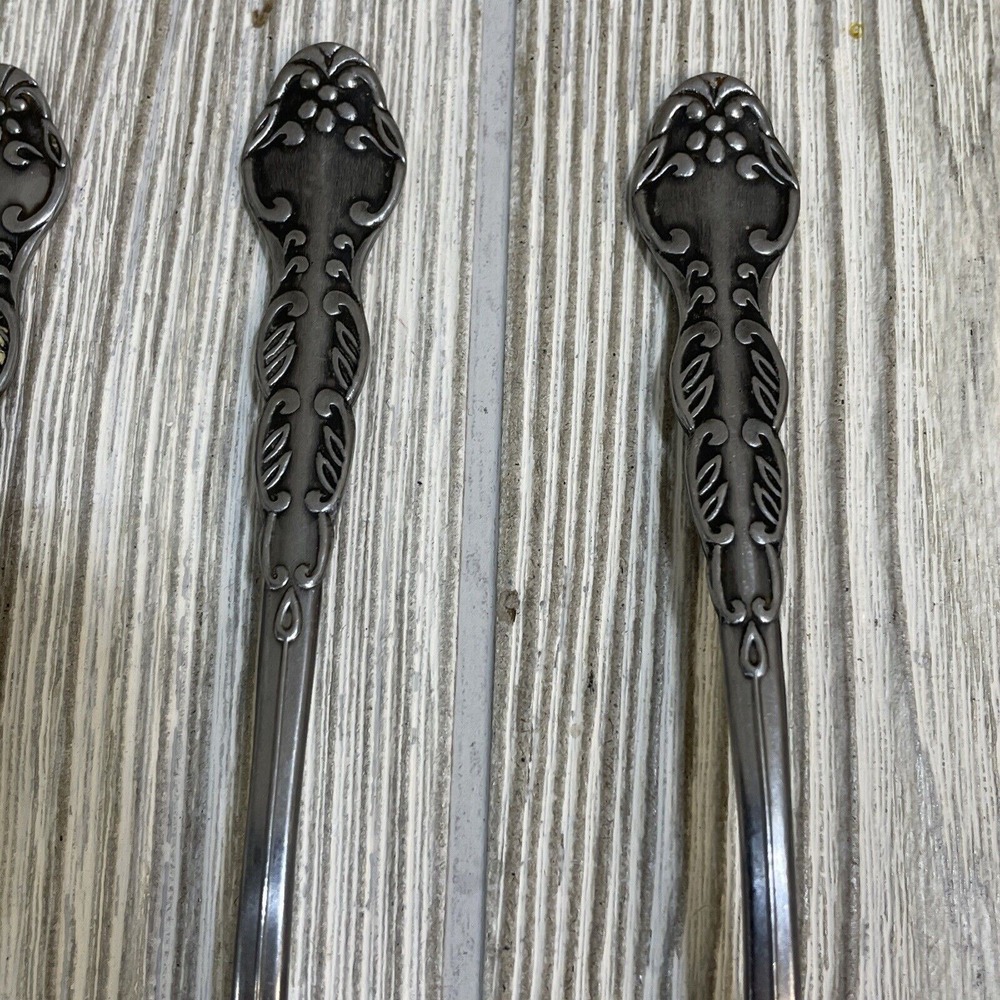 National Stainless Japan Floral Scroll Flatware Set 6 Spoons 2 Tablespoons 4 Tea - Picture 3 of 8